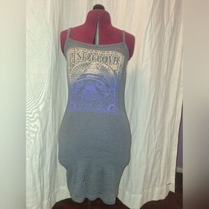 Gray Fitted Graphic Tank Top